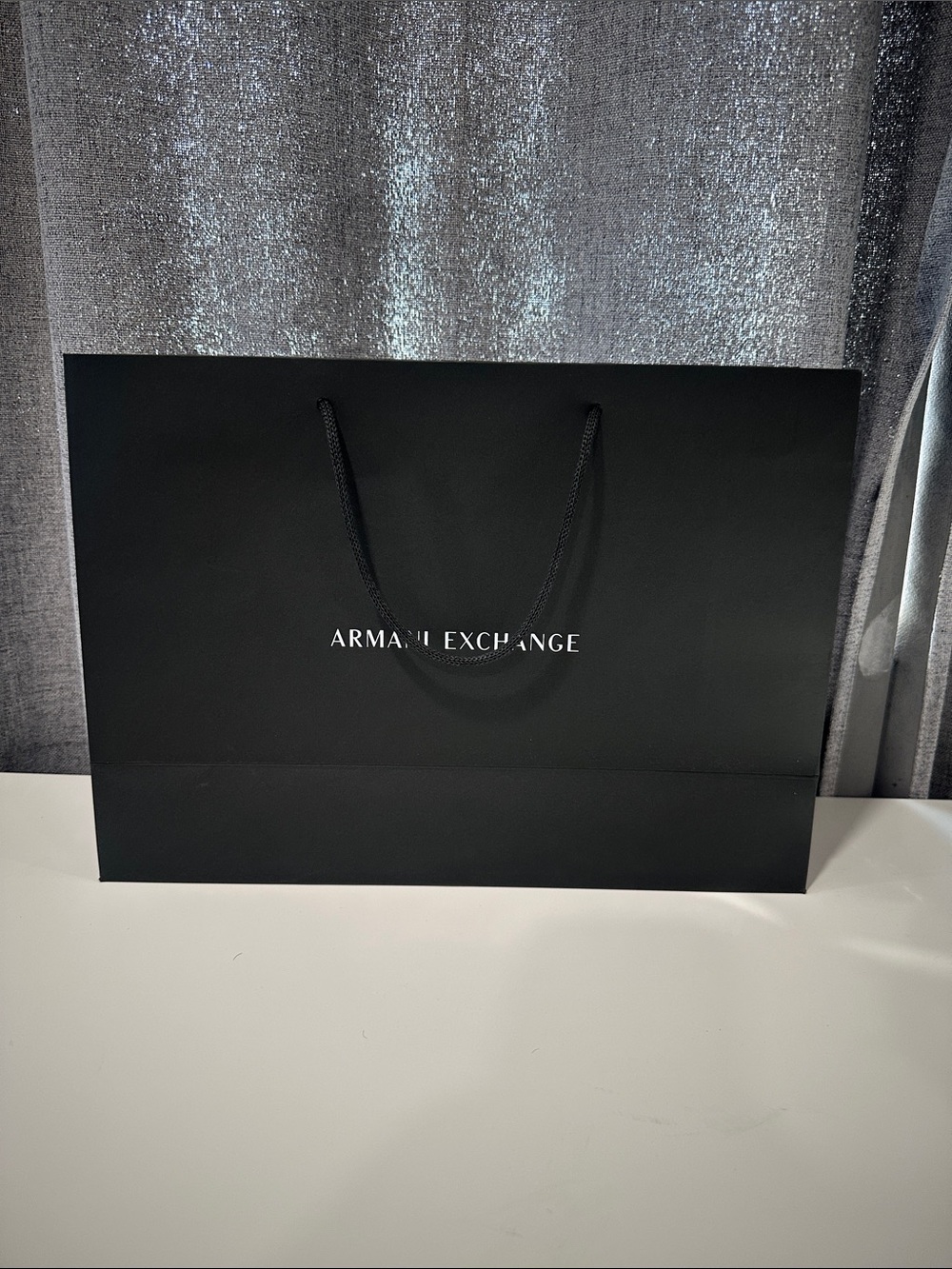 Armani Exchange paper  Matte Black Logo Tote Bag